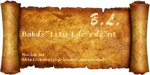 Bakálity Lóránt névjegykártya